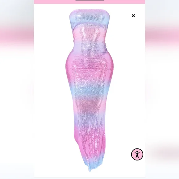 NWT PRETTYLITTLETHING Ombre Sequin Maxi Dress, Prom, Cruise, Size US 4 & 6 - Picture 4 of 8